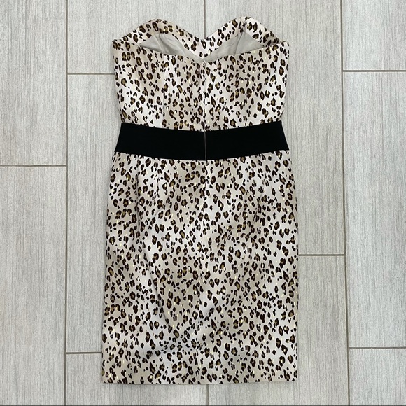 Reiss Leopard Cheetah Strapless Dress Wrap Black Waist Band  size 4 - Picture 10 of 12